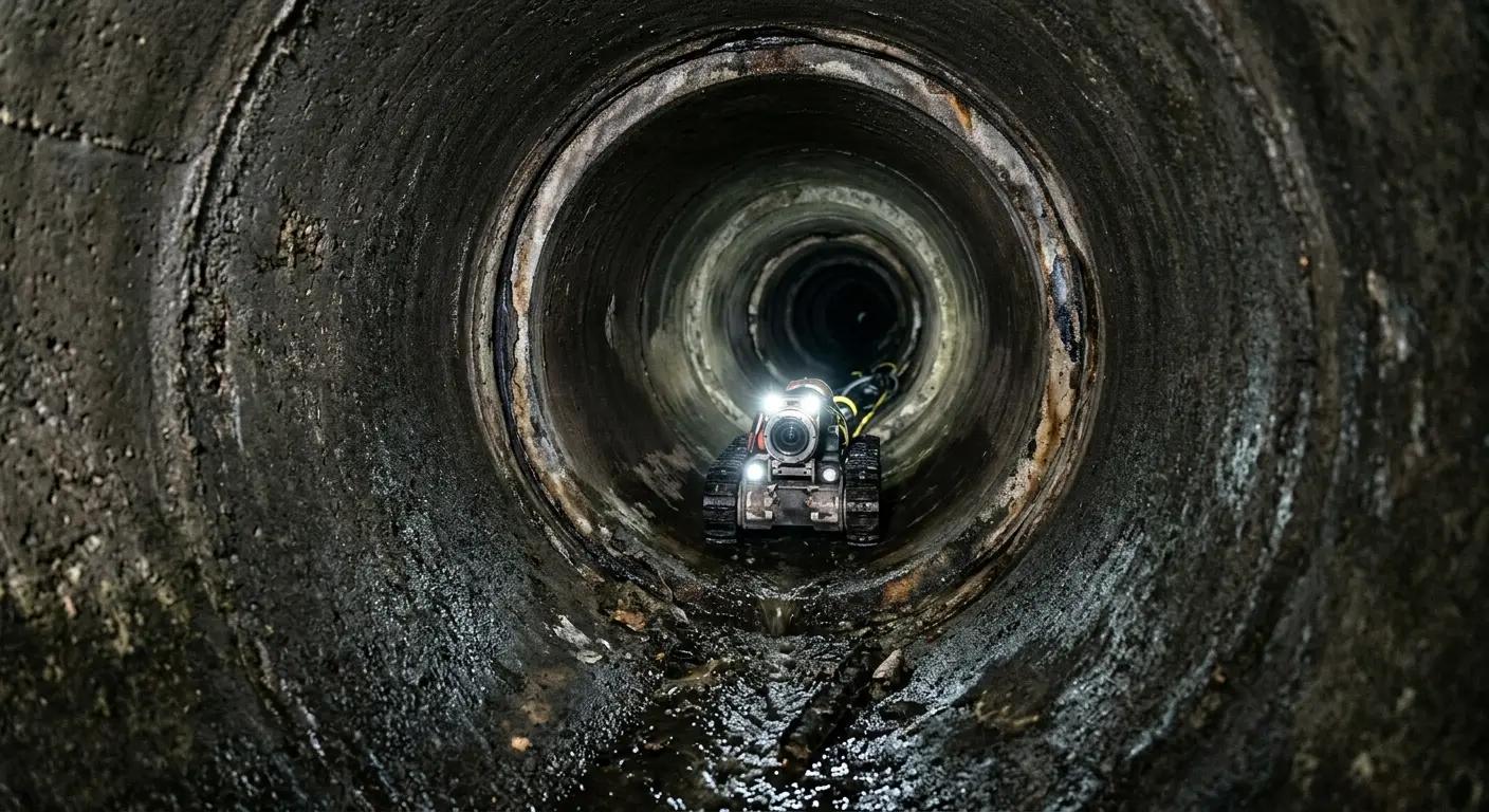 Robotic sewer camera inspecting pipe interior for Sewer Line Cleaning in North Salt Lake
